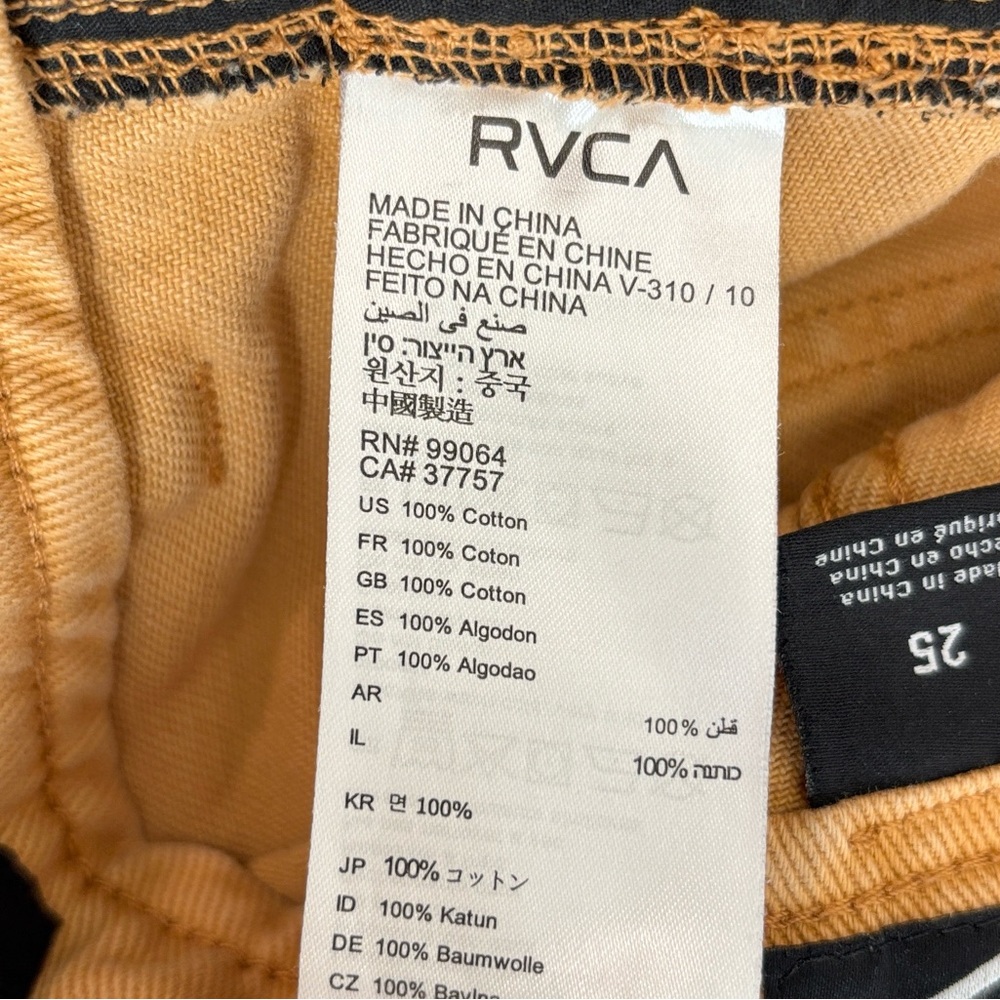 RVCA Rowdy Mini Skirt High Rise and Raw Hem Mustard Yellow Gold Size 25 - Picture 7 of 8